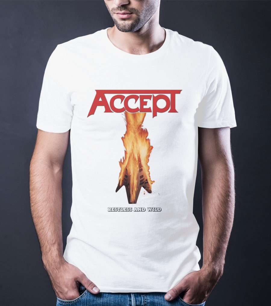 Accept Restless And Wild Flaming Guitar T-Shirt