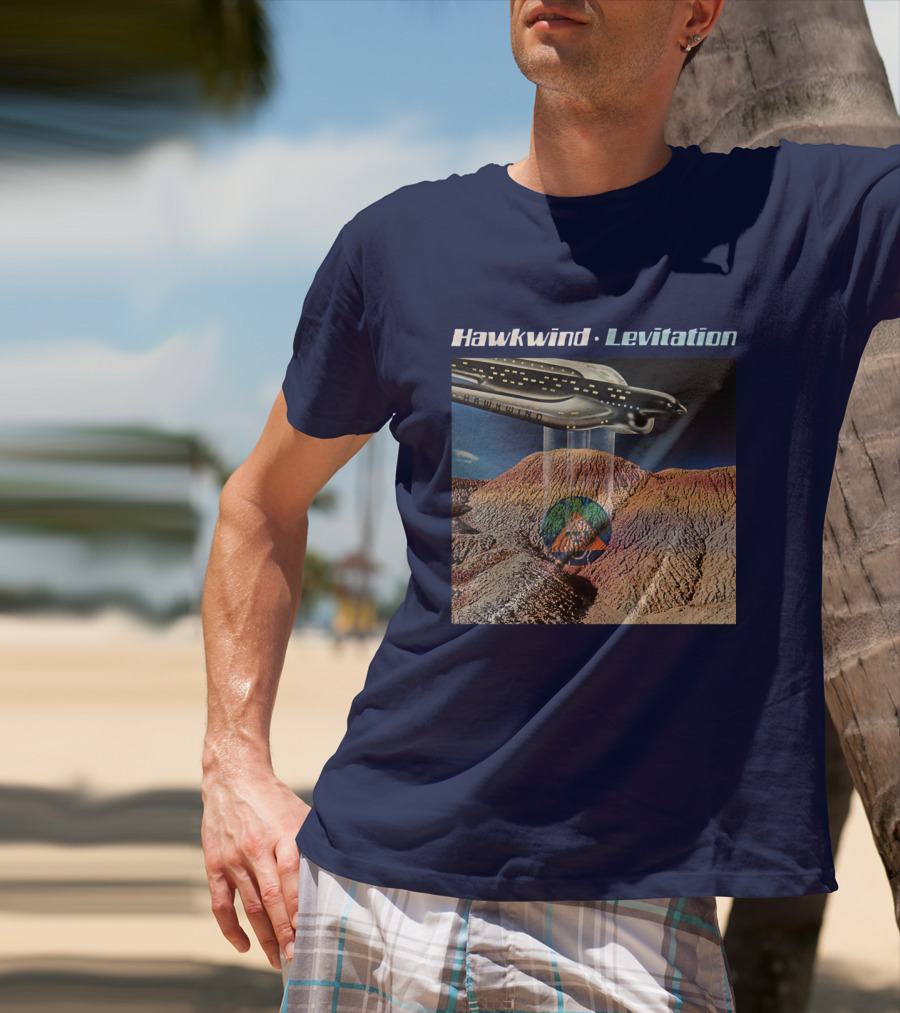 Hawkwind Levitation Spaceship Over Mountain Landscape T-Shirt