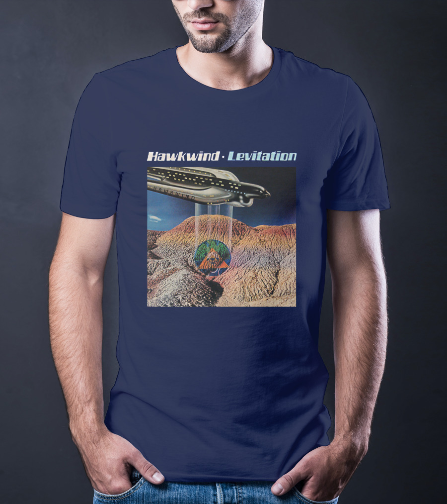 Hawkwind Levitation Spaceship Over Mountain Landscape T-Shirt