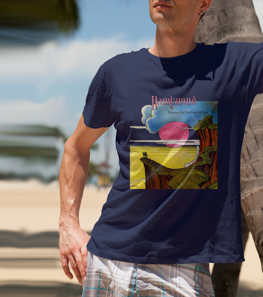 Hawkwind Warrior On The Edge Of Time Cliff Sunset Scene T-Shirt