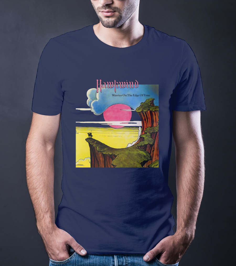 Hawkwind Warrior On The Edge Of Time Cliff Sunset Scene T-Shirt