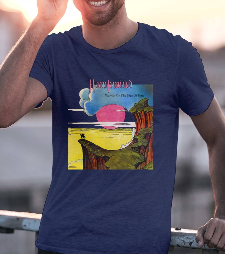 Hawkwind Warrior On The Edge Of Time Cliff Sunset Scene T-Shirt