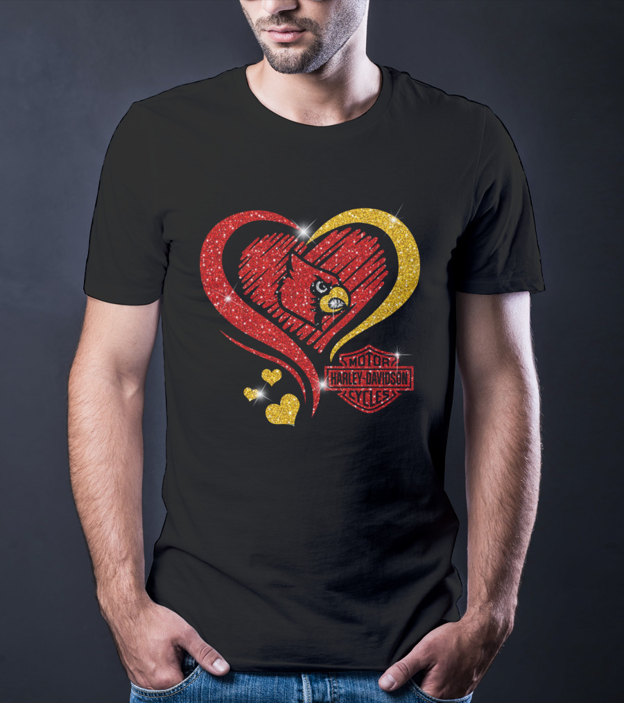 Harley Davidson Heart Louisville Cardinals T-Shirt