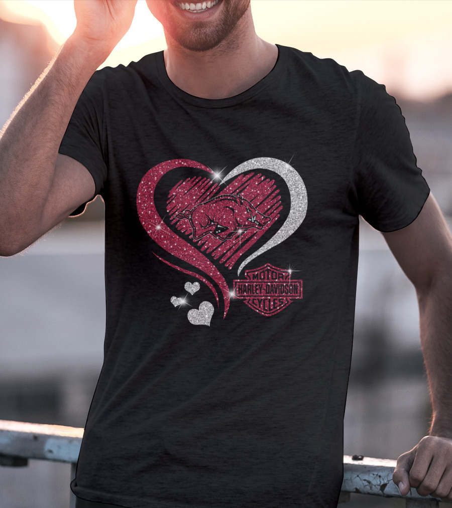 Harley Davidson Ncaa Arkansas Razorbacks Heart T-Shirt