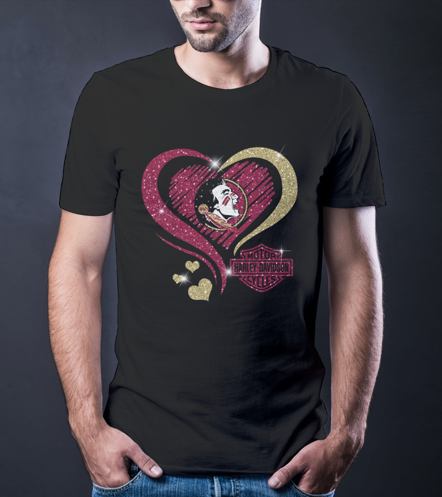Harley Davidson Florida State Seminoles Heart T-Shirt