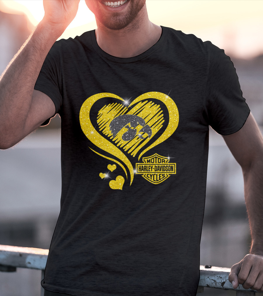 Motor Harley Davidson Cycles Iowa Hawkeyes Heart T-Shirt
