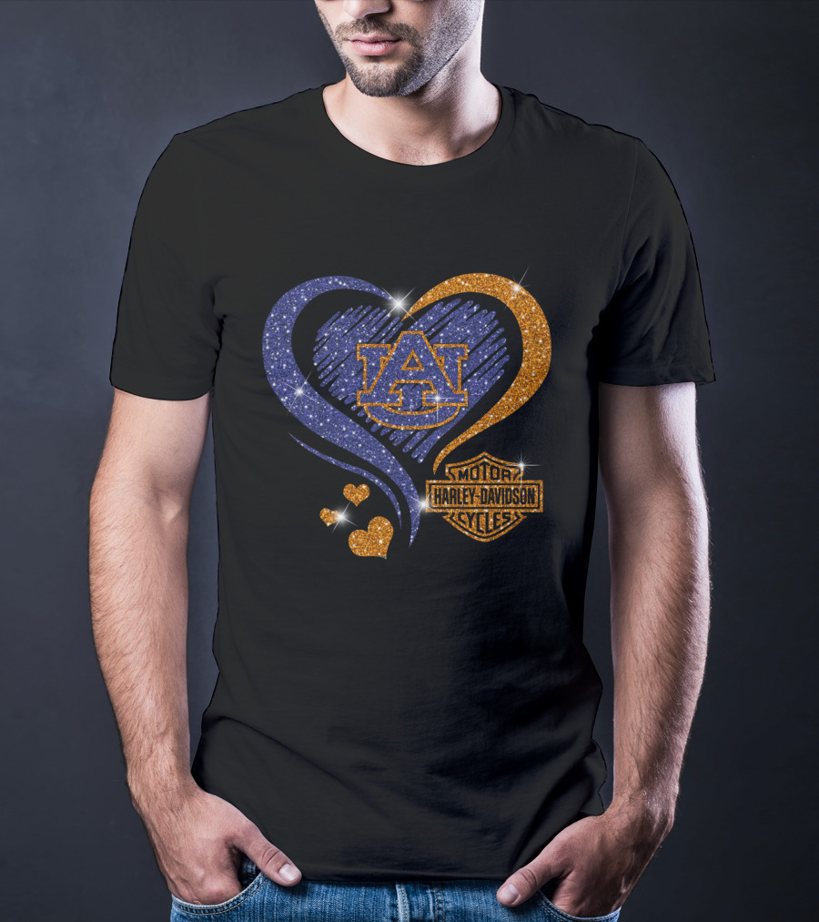 Auburn Tigers Heart With Harley Davidson T-Shirt