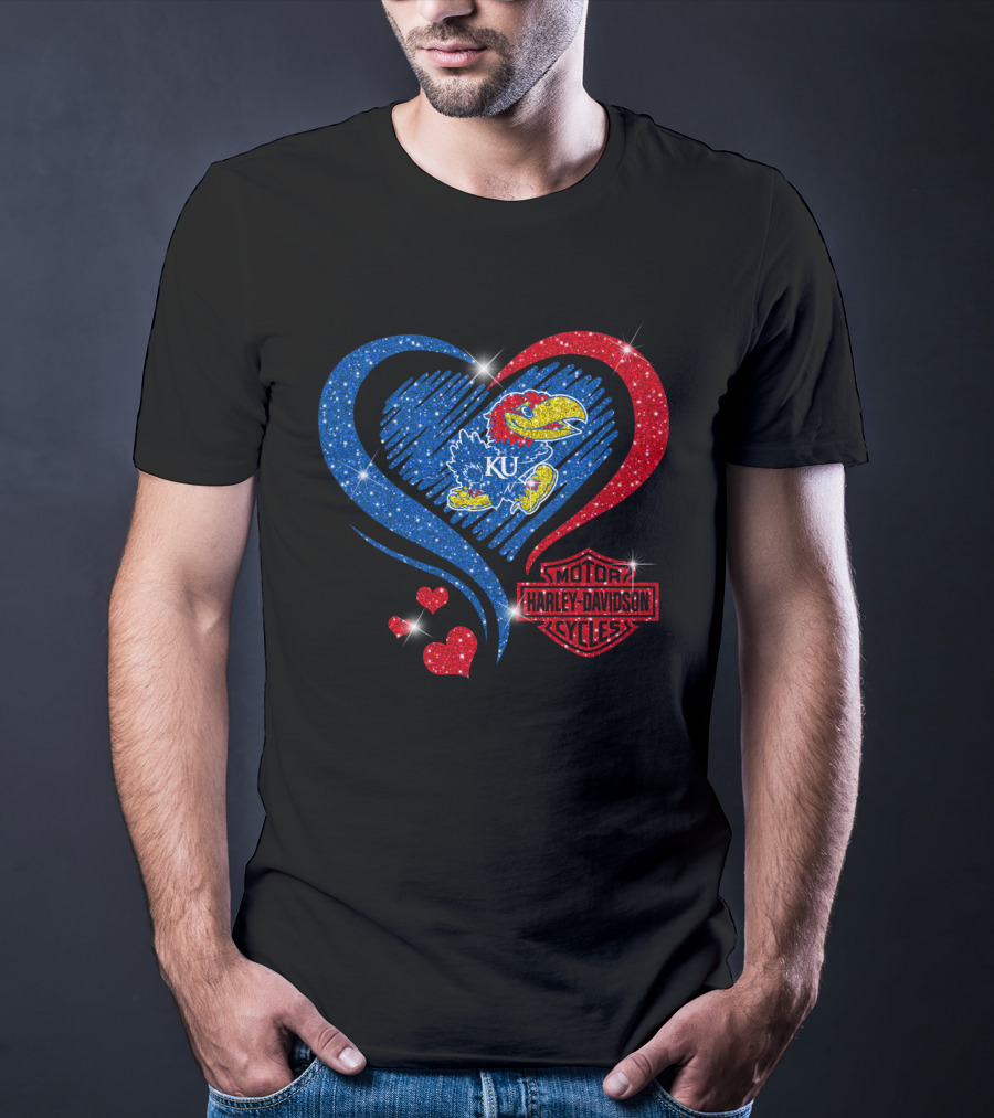 Ku Heart Harley Davidson Kansas Jayhawks T-Shirt