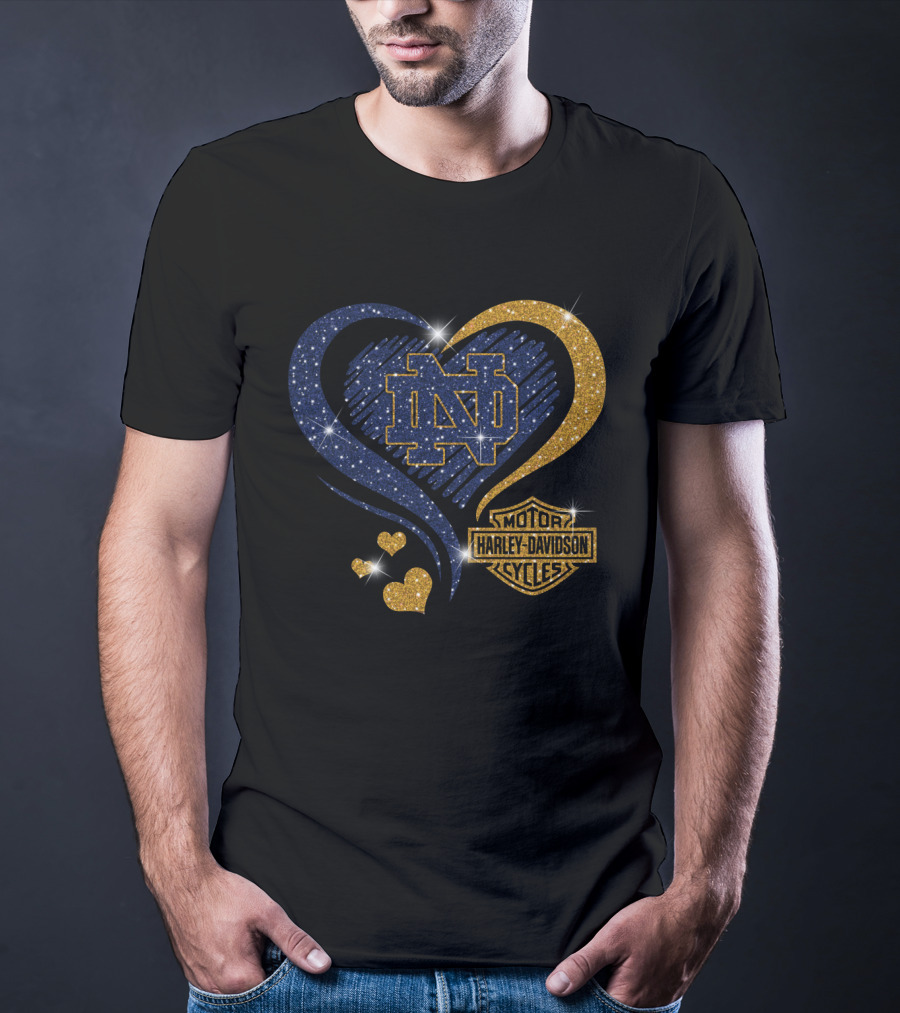 Notre Dame Fighting Irish Harley Davidson Heart T-Shirt
