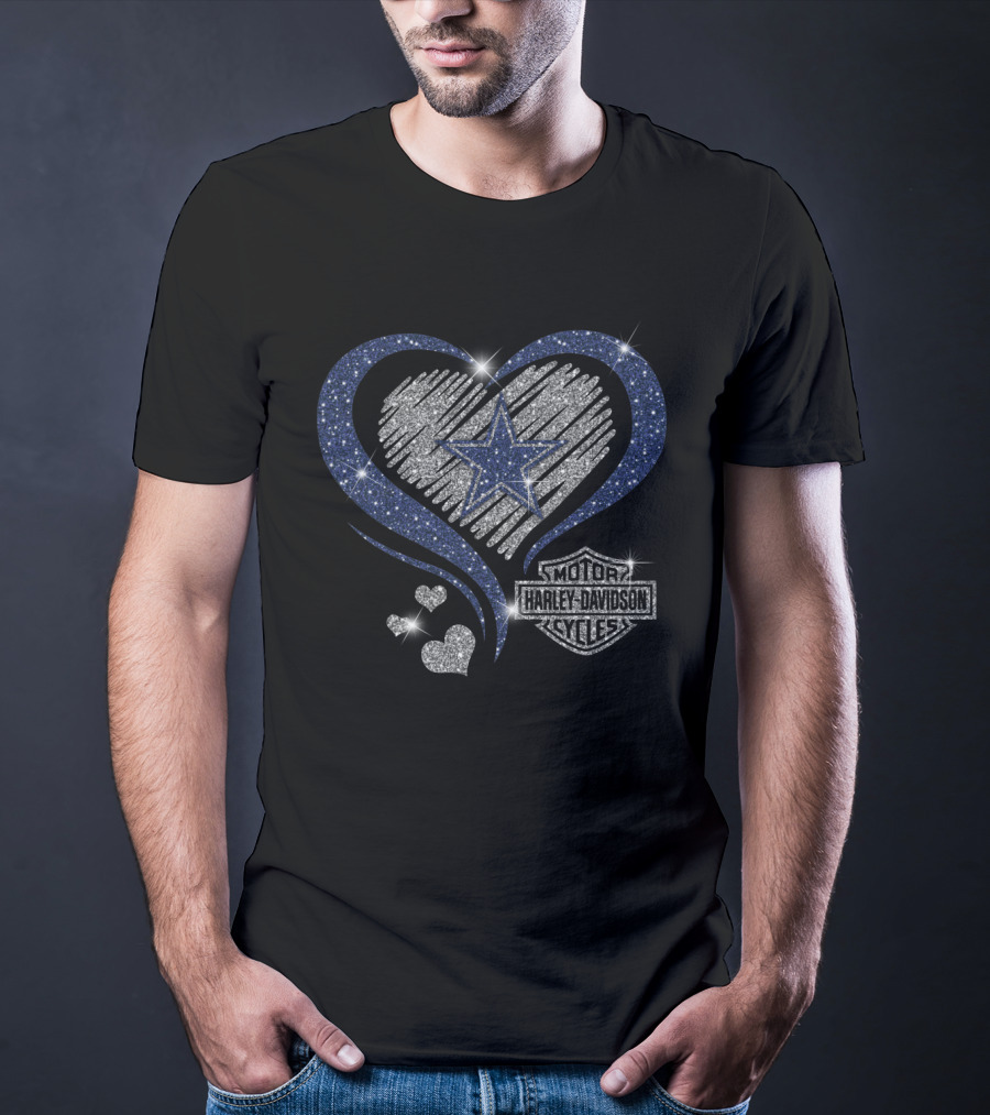 Harley Davidson Motorcycles Nfl Dallas Cowboys Heart And Star T-Shirt