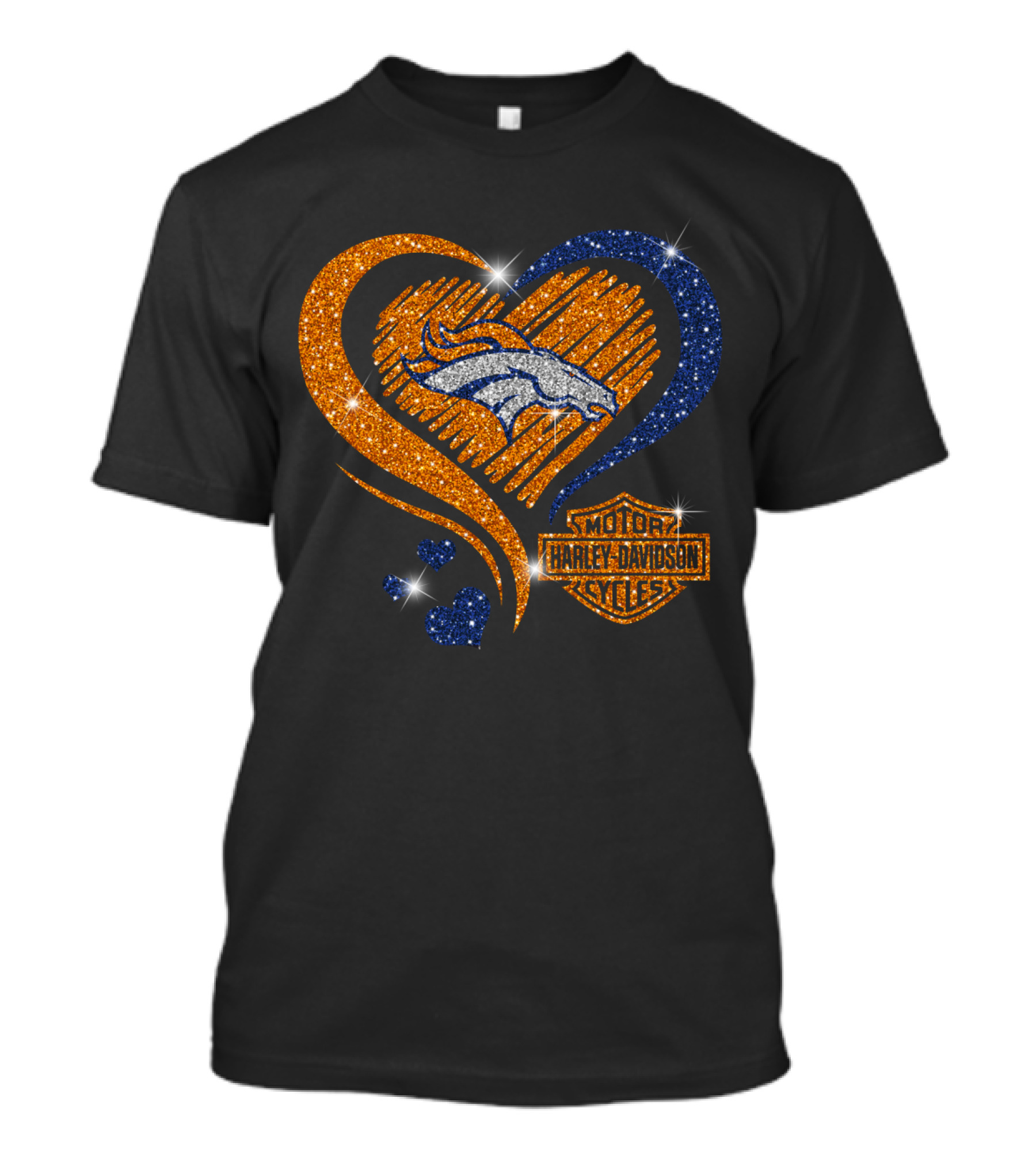 Denver Broncos Harley Davidson Heart T-Shirt