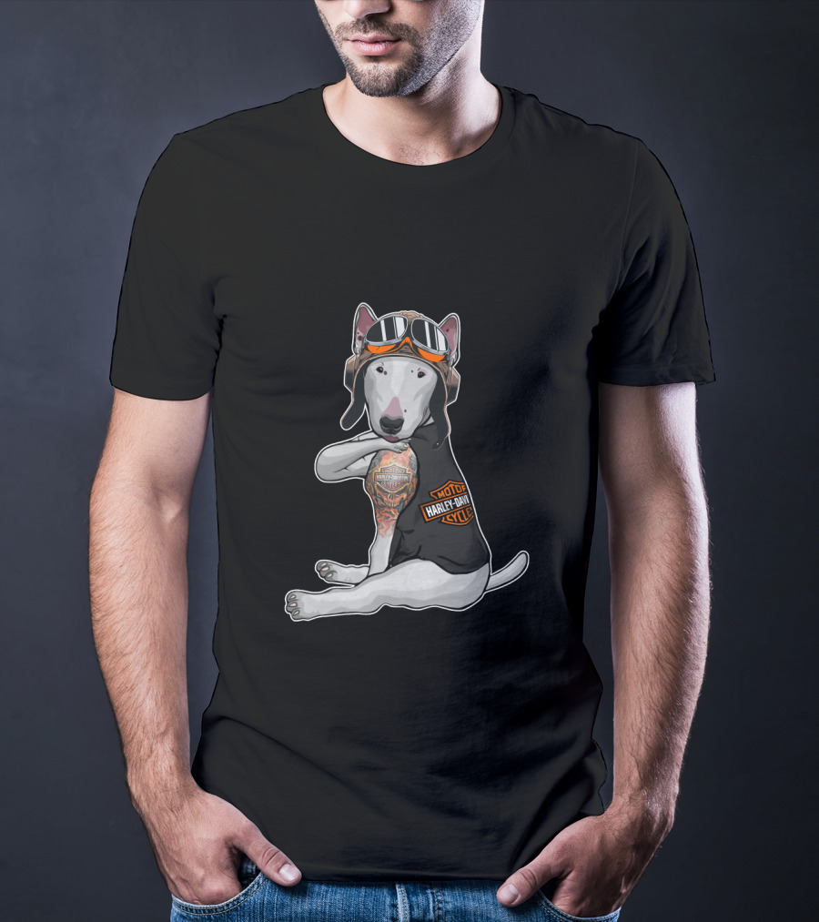 Bull Terrier Harley Davidson Style Tattoo T-Shirt