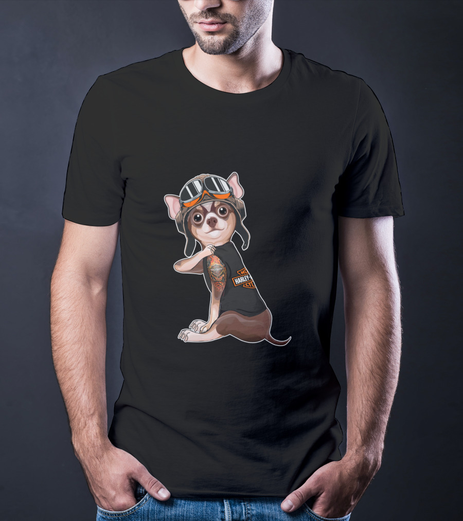 Hd Tattoo Chihuahua Harley Davidson Style Moto Pup T-Shirt