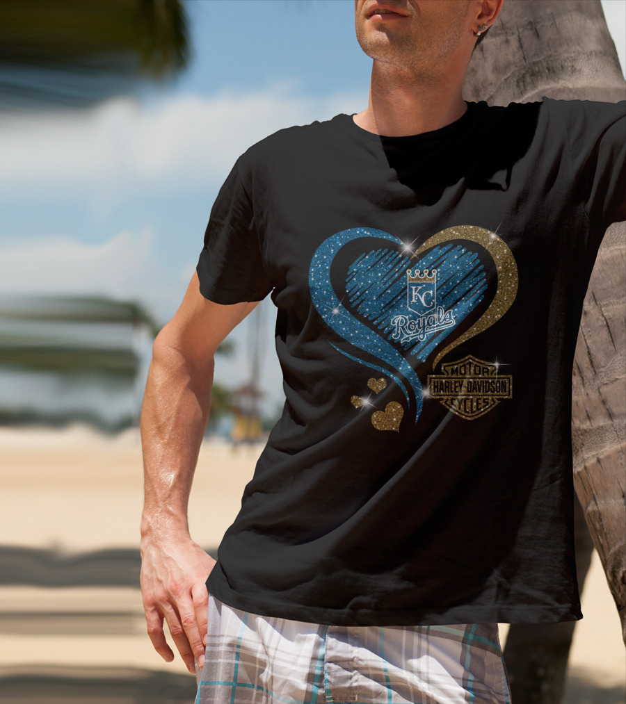 Kansas City Royals Harley Davidson Heart T-Shirt