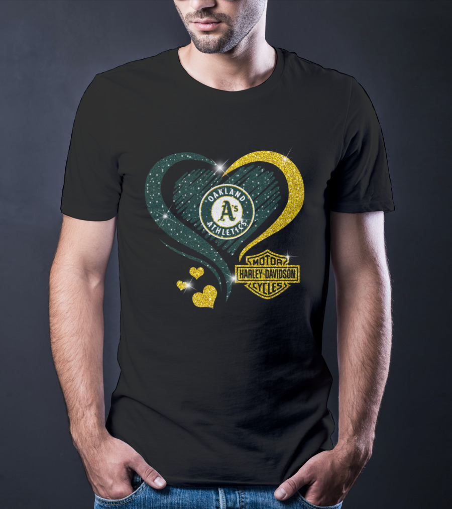 Oakland Athletics Heart Harley Davidson T-Shirt