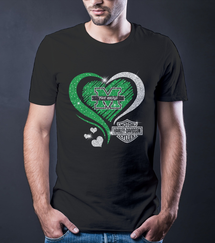 M The Herd Motor Harley Davidson Cycles Heart 0306Hd Marshall Thundering Herd T-Shirt