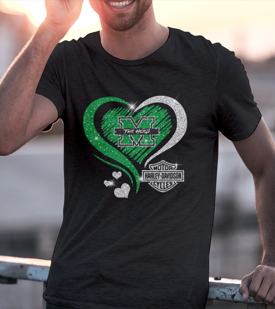 M The Herd Motor Harley Davidson Cycles Heart 0306Hd Marshall Thundering Herd T-Shirt