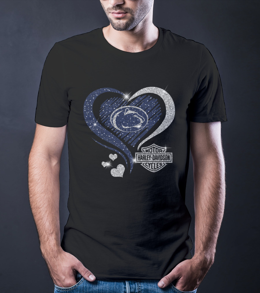 Penn State Nittany Lions Harley Davidson Heart Logo Sparkle 0306Hd T-Shirt