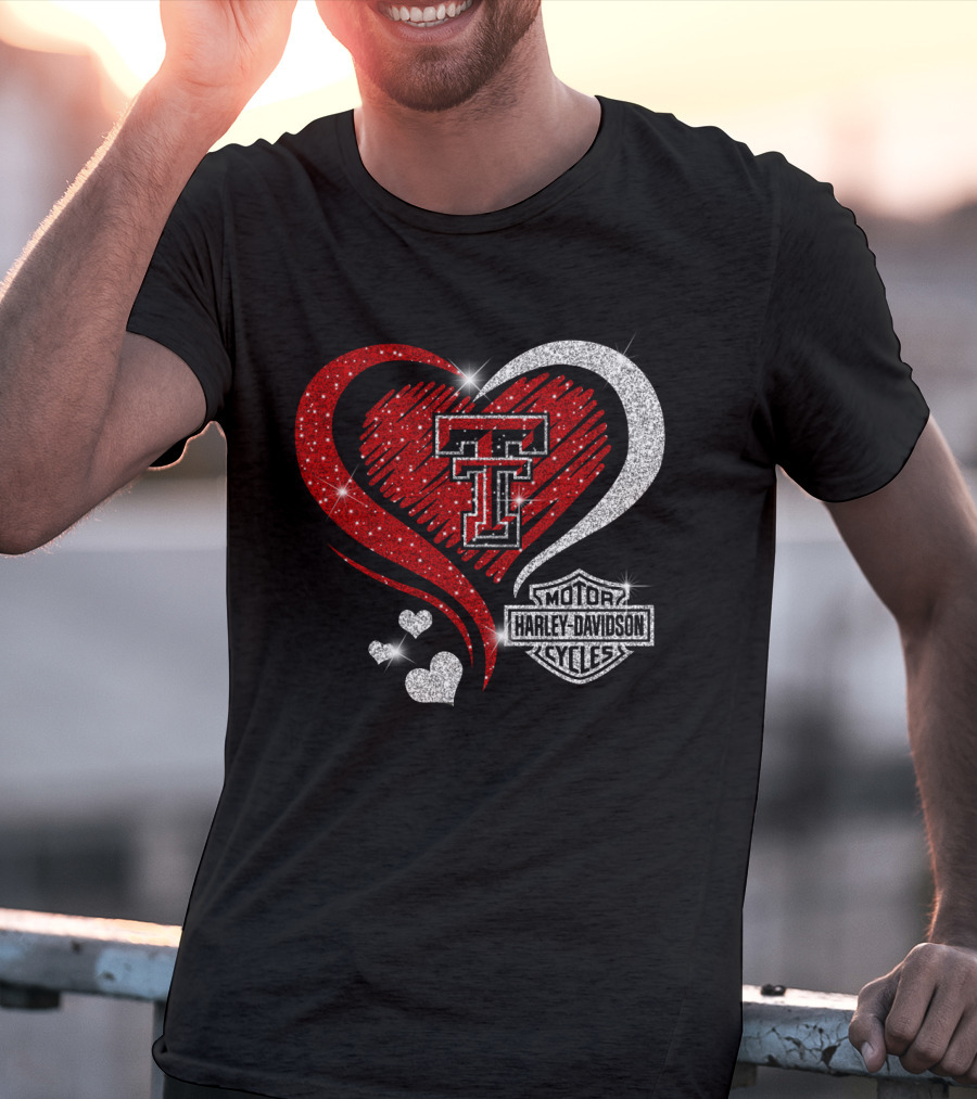 Texas Tech Red Raiders Harley Davidson Heart T-Shirt