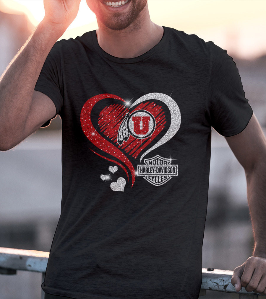 Utah Utes Harley Davidson Heart T-Shirt