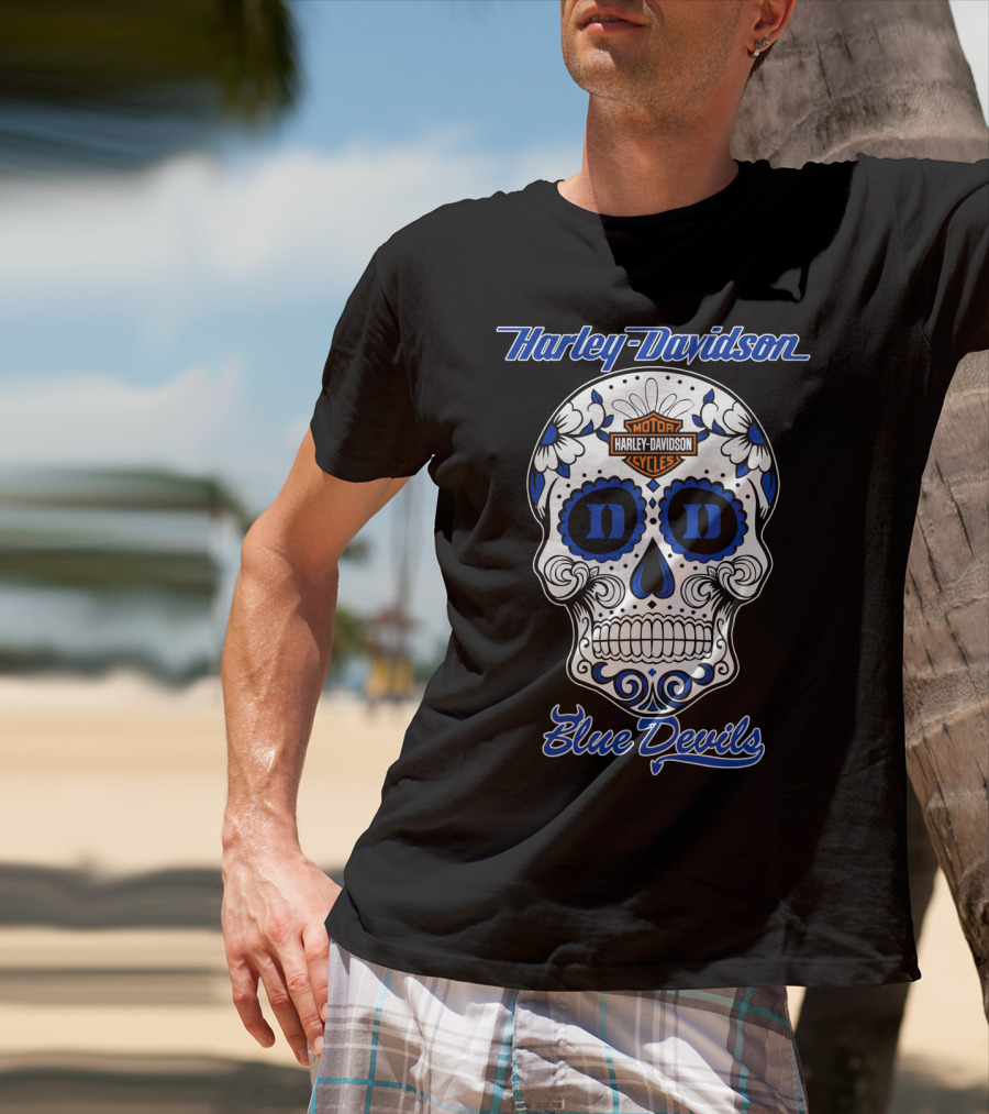 Harley Davidson Blue Devils Sugar Skull T-Shirt