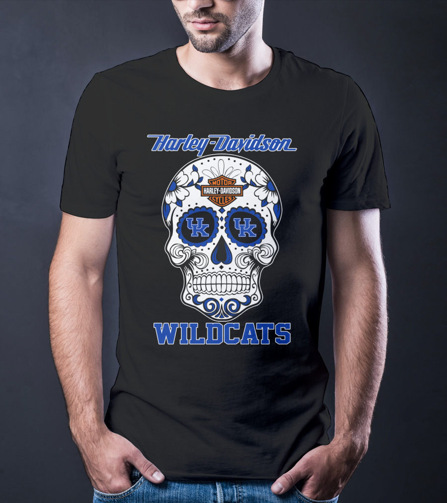Harley Davidson Kentucky Wildcats Sugar Skull Mood T-Shirt