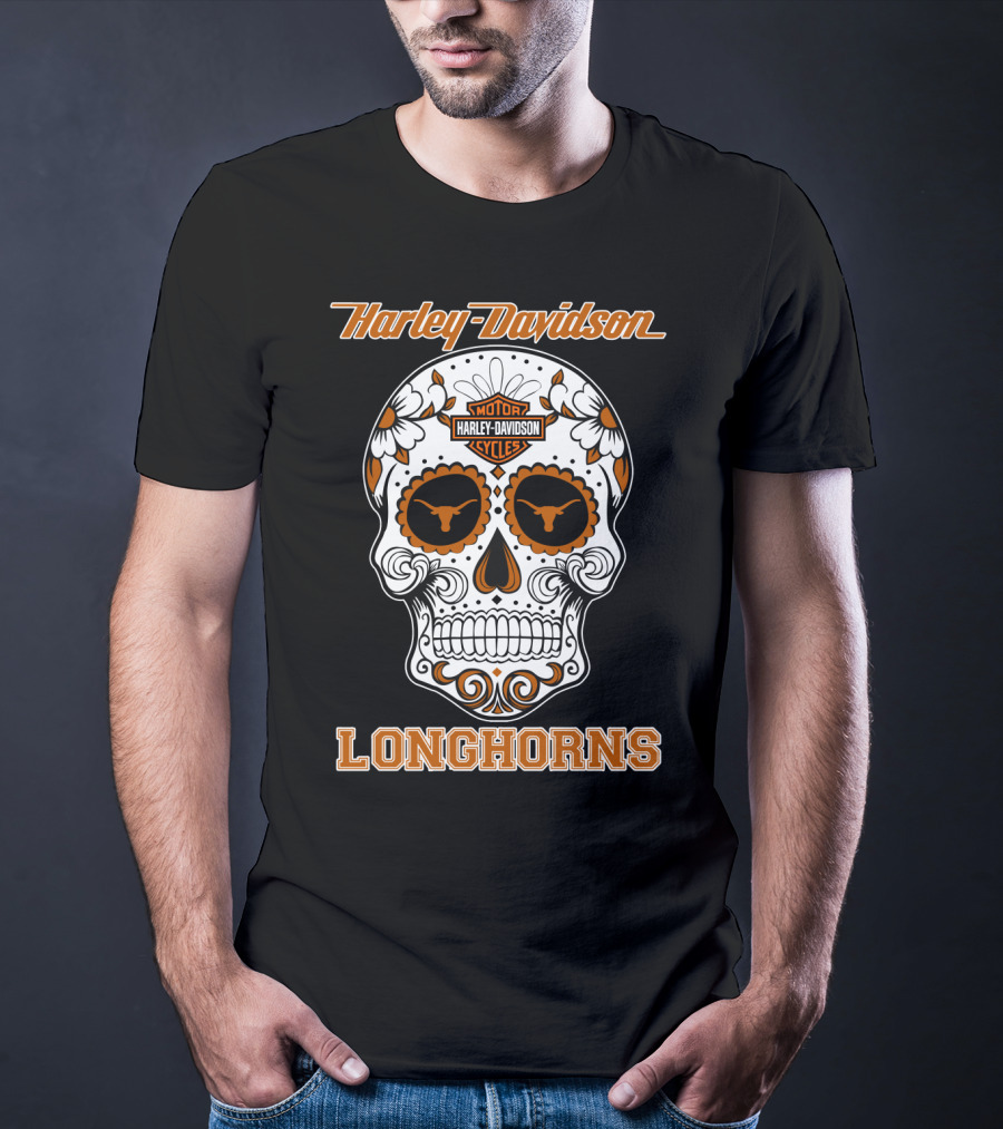 Harley Davidson Texas Longhorns Skull T-Shirt