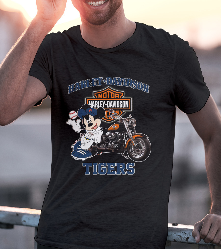 Harley Davidson Motor Mickey Mouse Detroit Tigers T-Shirt