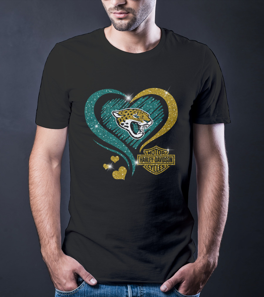 Harley Davidson Motorcycles Jacksonville Jaguars Heart T-Shirt
