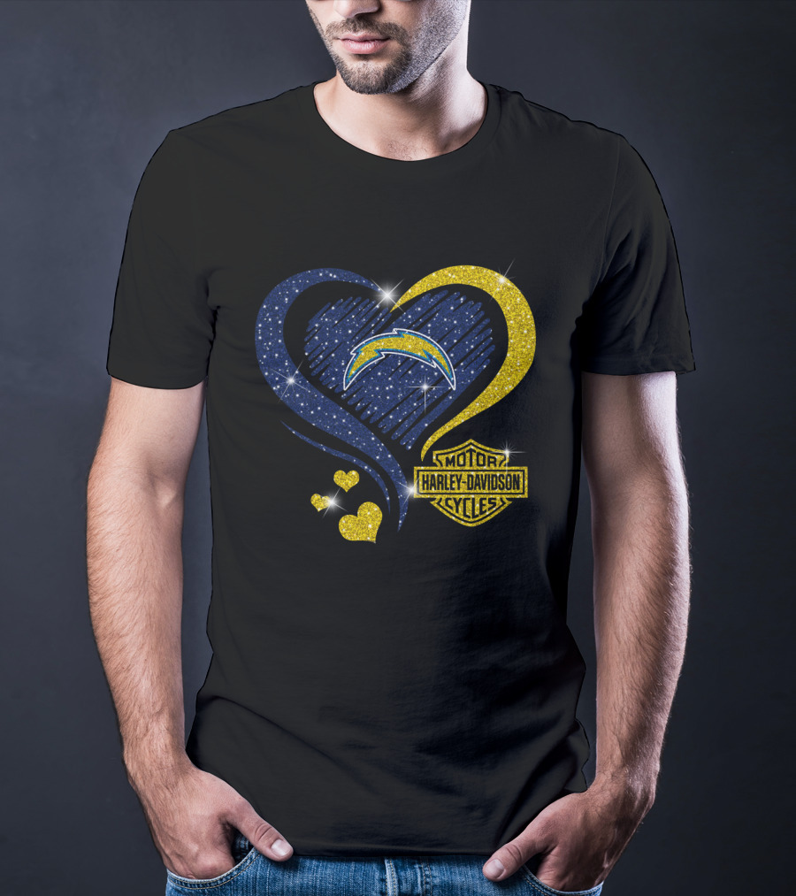Motor Harley Davidson Cycles Los Angeles Chargers Heart And Lightning T-Shirt