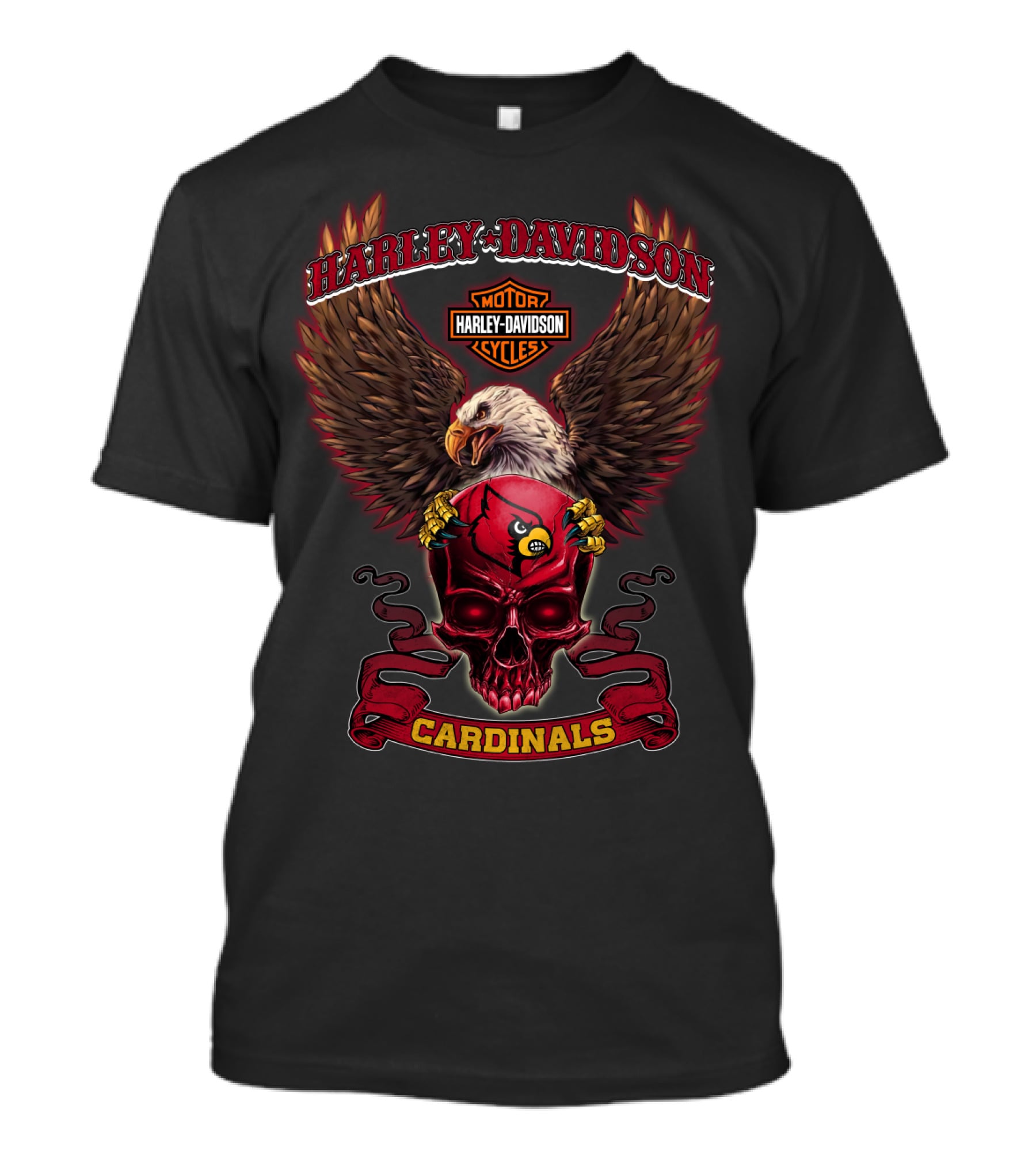 Harley Davidson Motor Cycles Eagle Louisville Cardinals T-Shirt