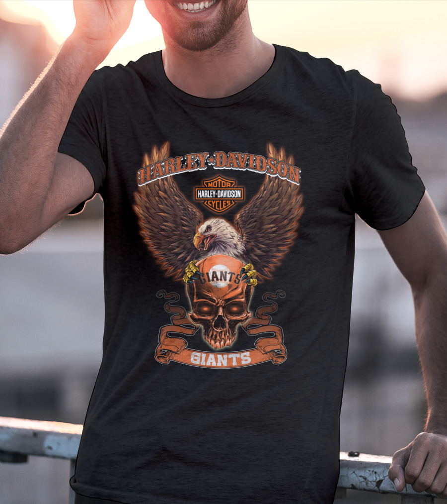 Harley Davidson Giants Skull Eagle T-Shirt