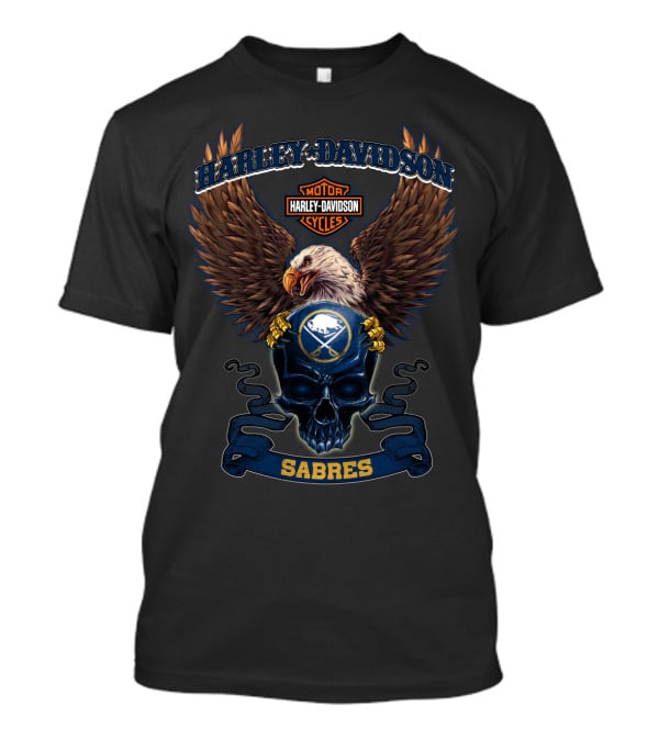 Harley Davidson Buffalo Sabres Eagle Skull T-Shirt