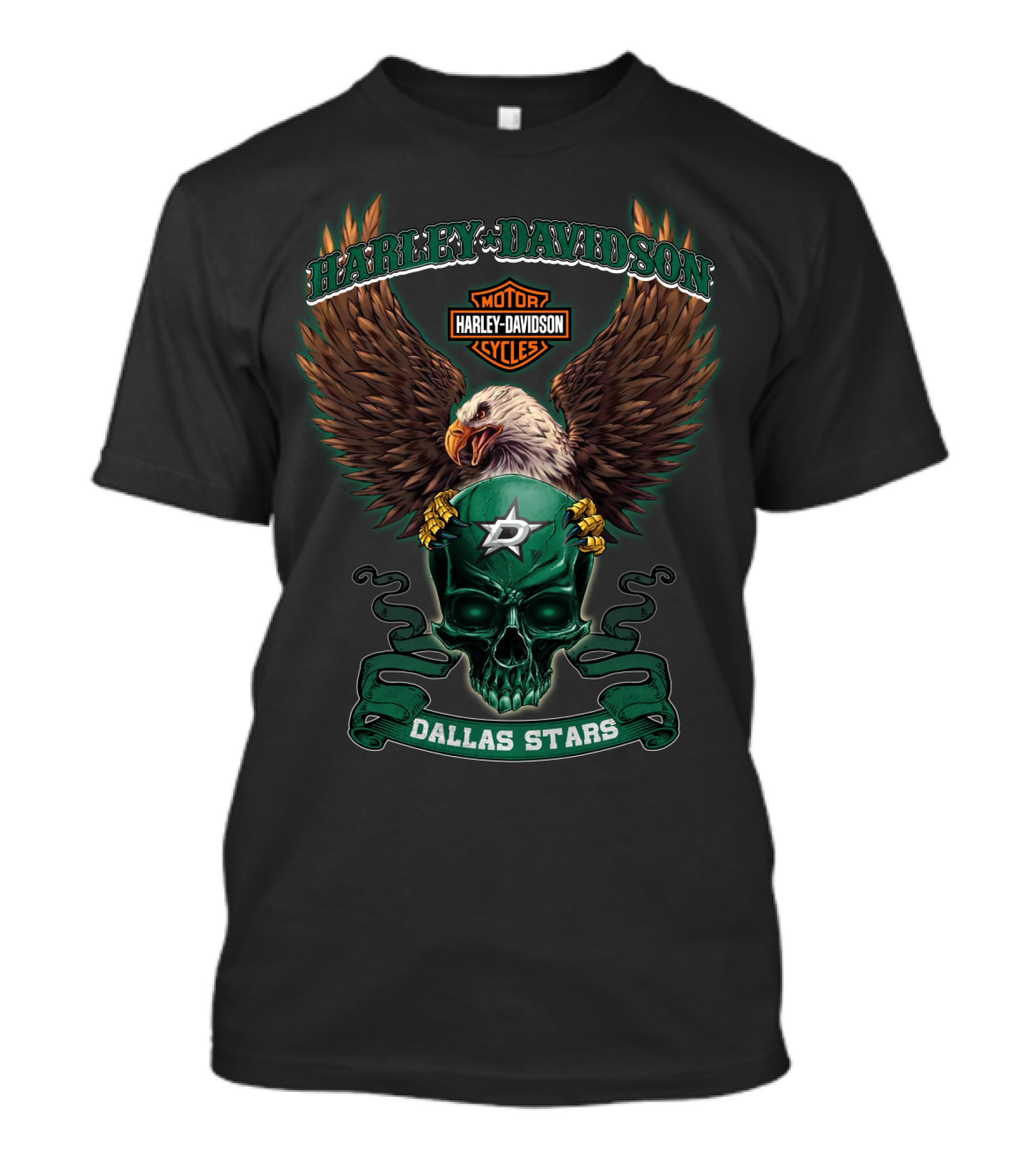 Harley Davidson Eagle Dallas Stars Skull T-Shirt