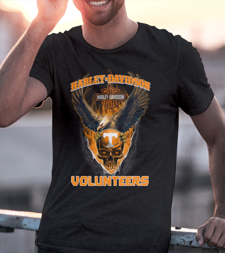 Harley Davidson Motor Cycles Volunteers Eagle Skull T T-Shirt