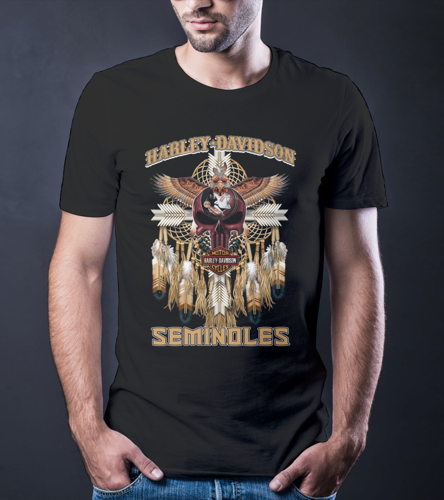 Harley Davidson Seminoles Motorcycle Native American Dreamcatcher T-Shirt