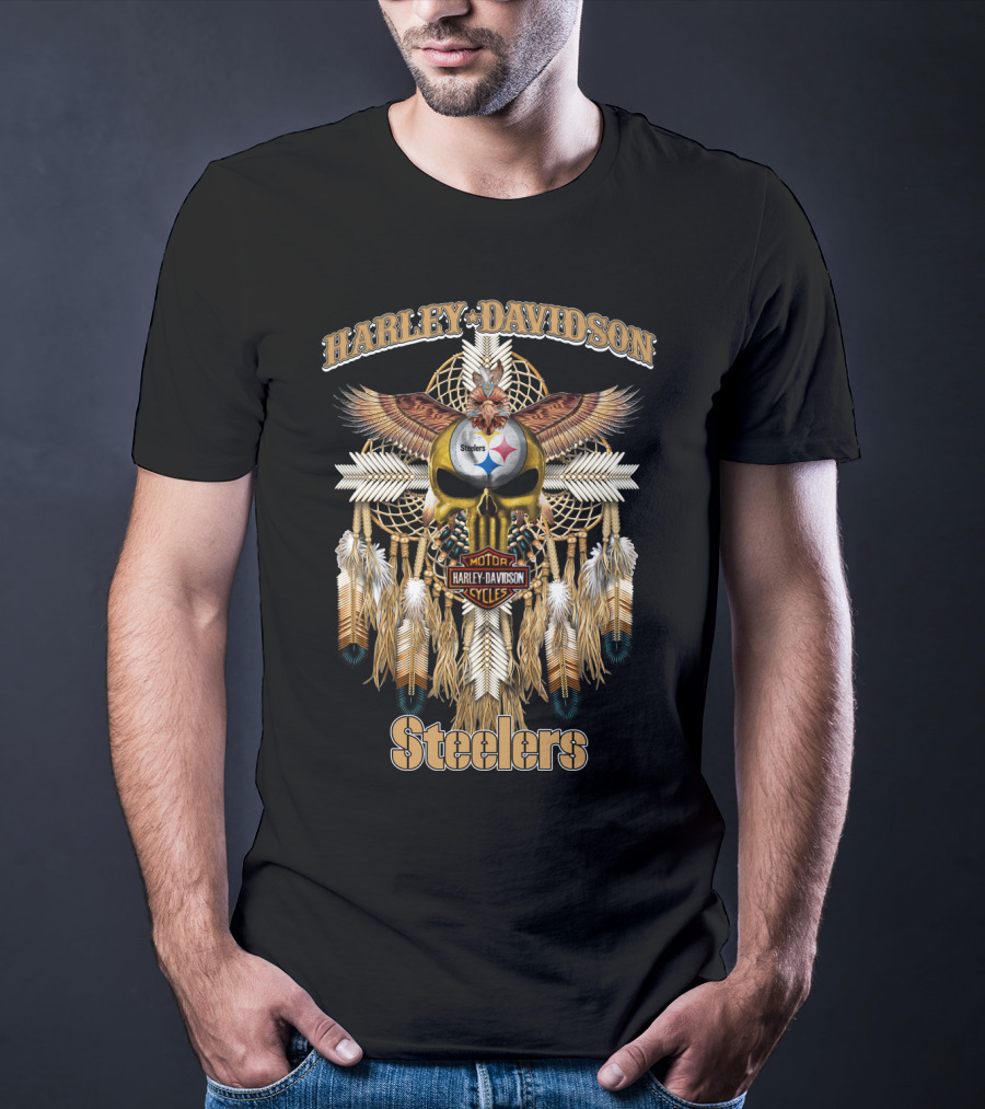 Harley Davidson Steelers Motorcycles Dreamcatcher T-Shirt