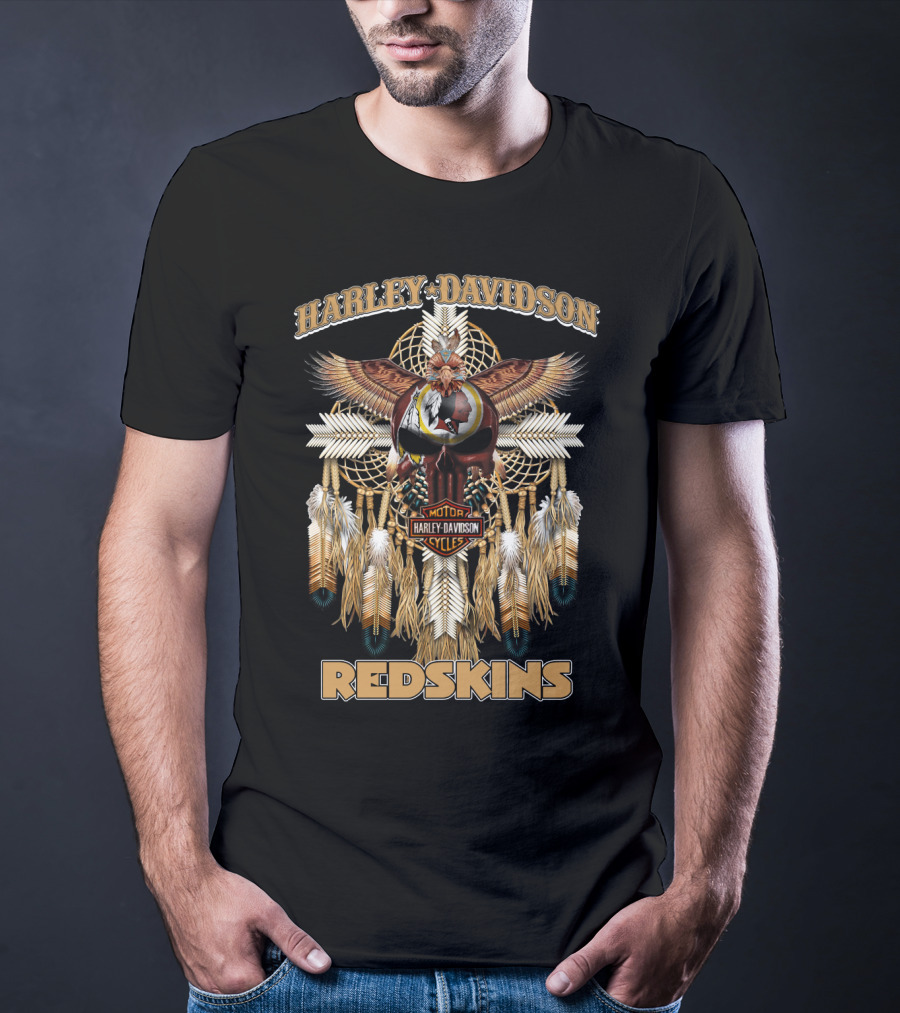 Harley Davidson Redskins Native Style Motif T-Shirt
