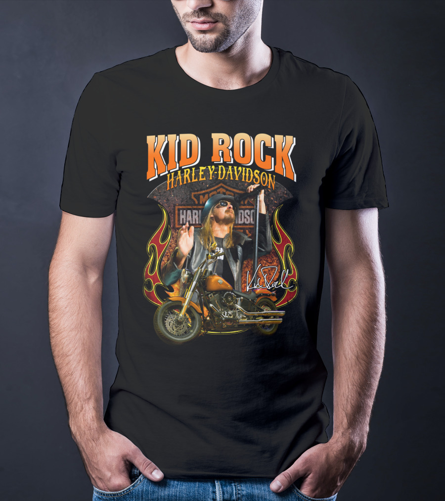 Kid Rock Harley Davidson Motorcycle Flames Promo T-Shirt