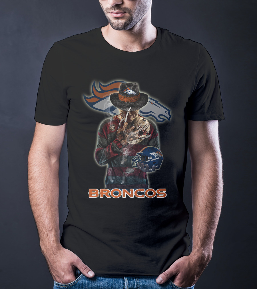 M2 Jason Voorhees Denver Broncos Freddy Krueger Crossover T-Shirt