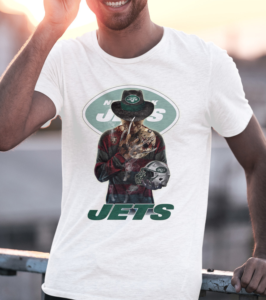 Jason Voorhees New York Jets Freddy Krueger Crossover NFL Football Fan T-Shirt