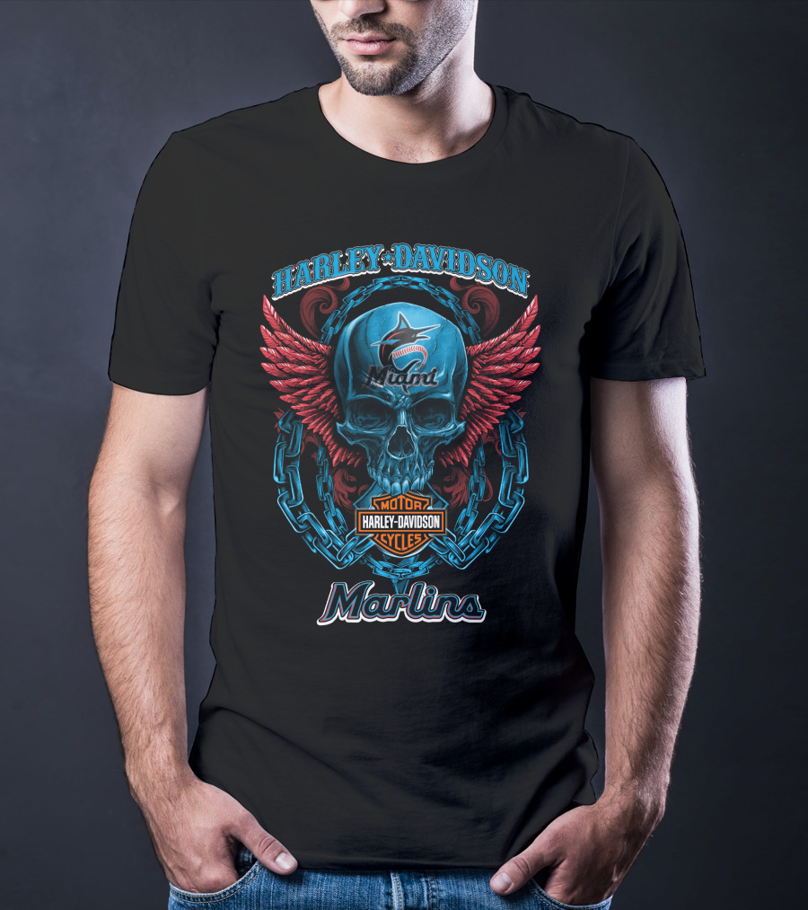 Harley Davidson Miami Marlins Motor Cycles T-Shirt