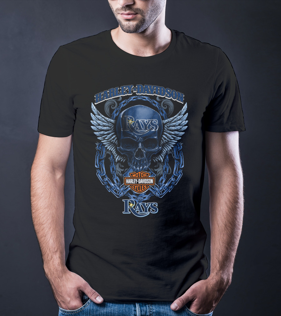 Harley Davidson Rays Skull Wings Motor Cycles T-Shirt