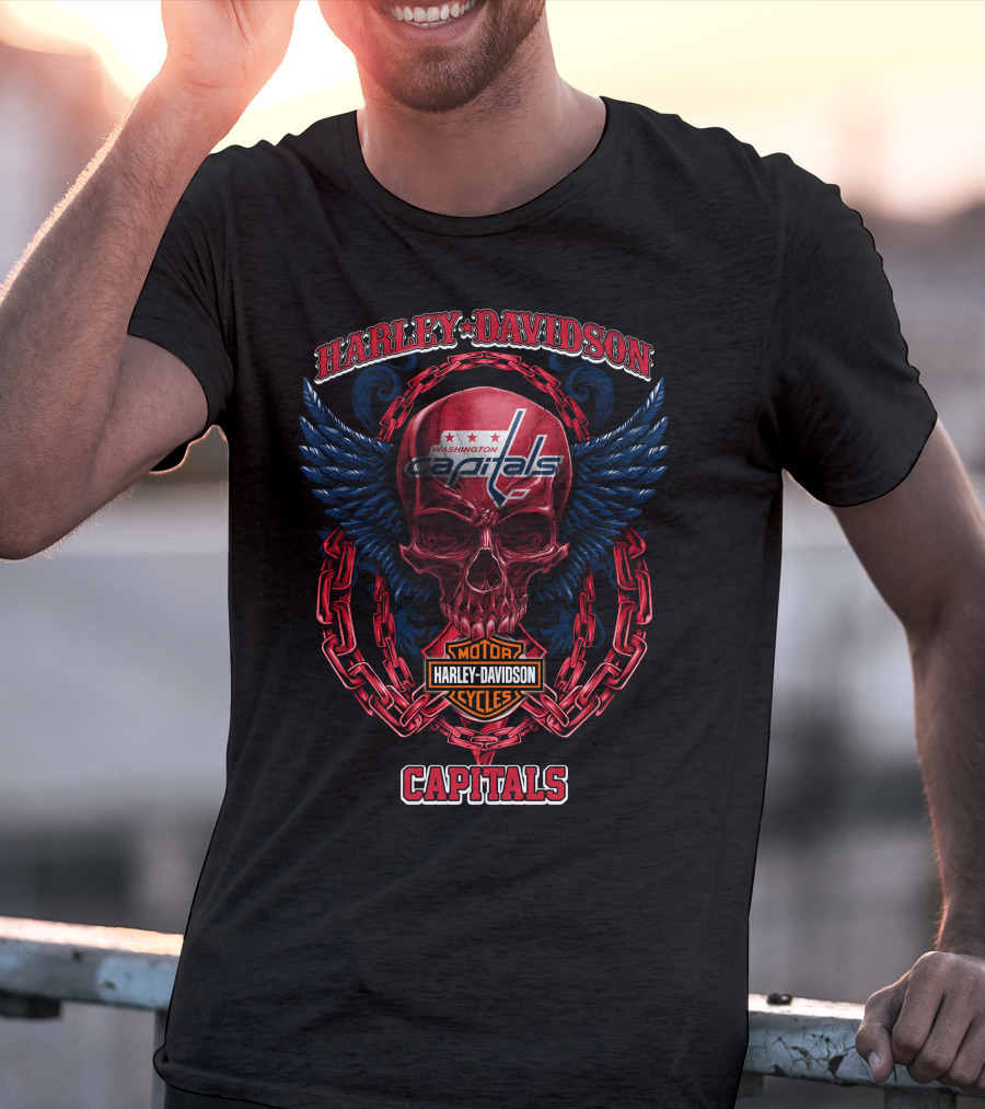 Harley Davidson Washington Capitals Nhl Motor Cycles Capitals T-Shirt