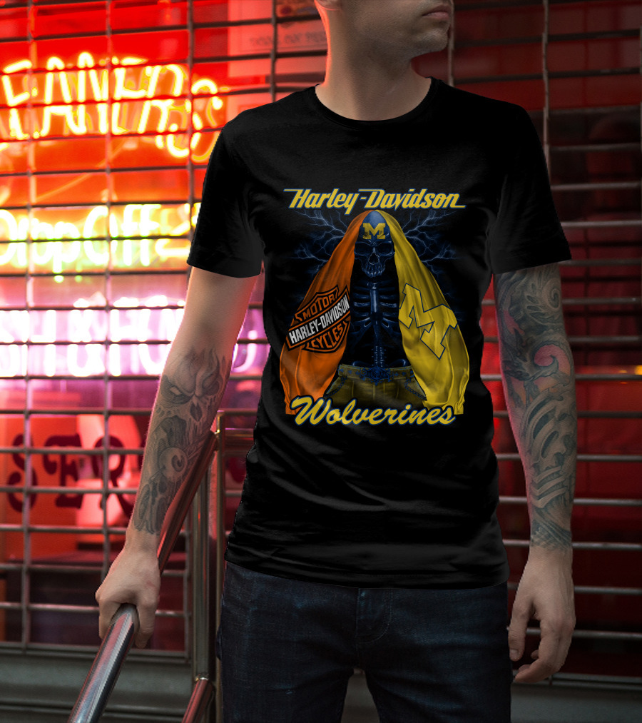 Harley Davidson Motorcycles Michigan Wolverines M2D23 T-Shirt