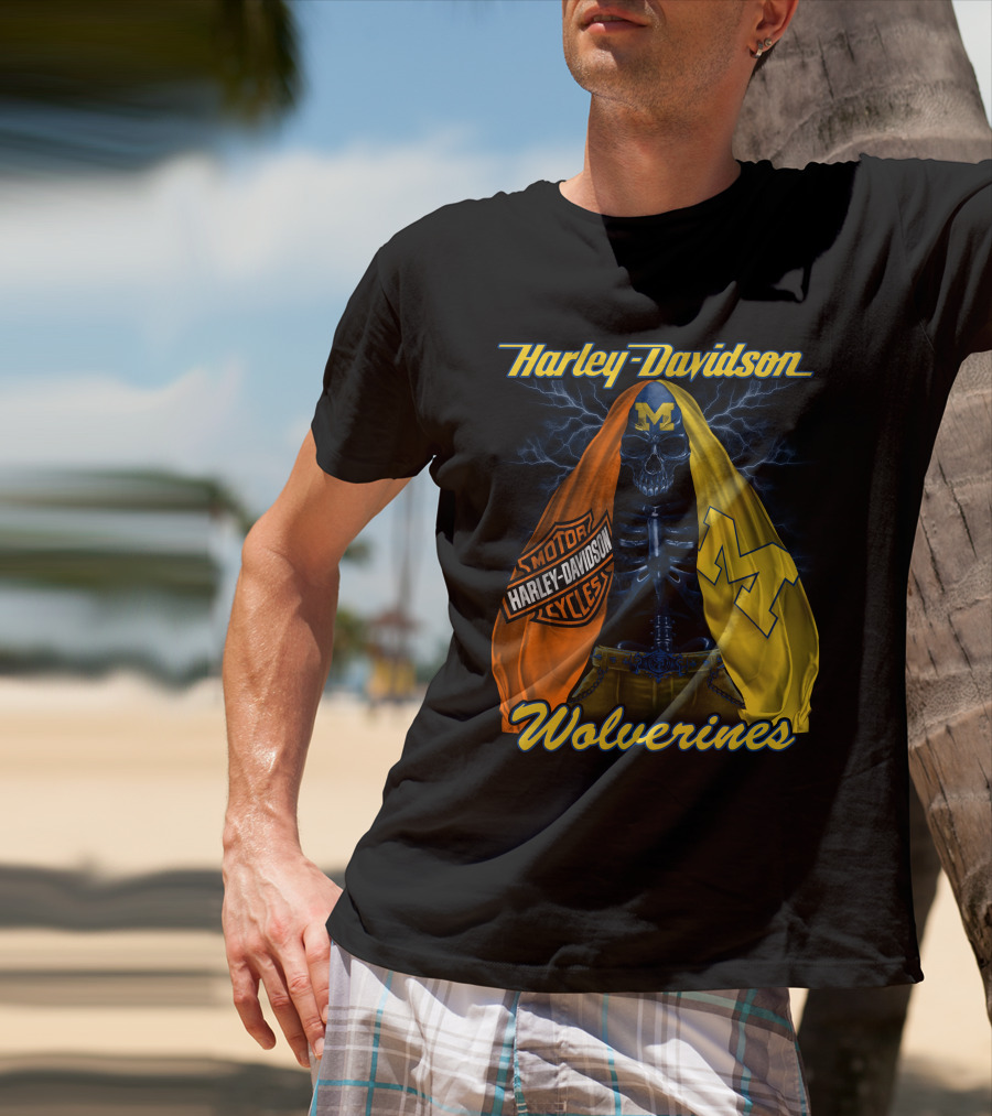 Harley Davidson Motorcycles Michigan Wolverines M2D23 T-Shirt