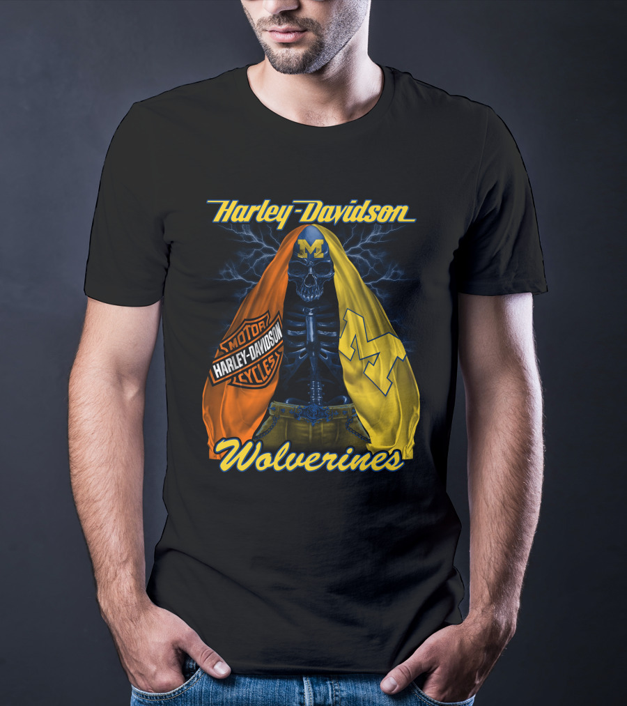 Harley Davidson Motorcycles Michigan Wolverines M2D23 T-Shirt