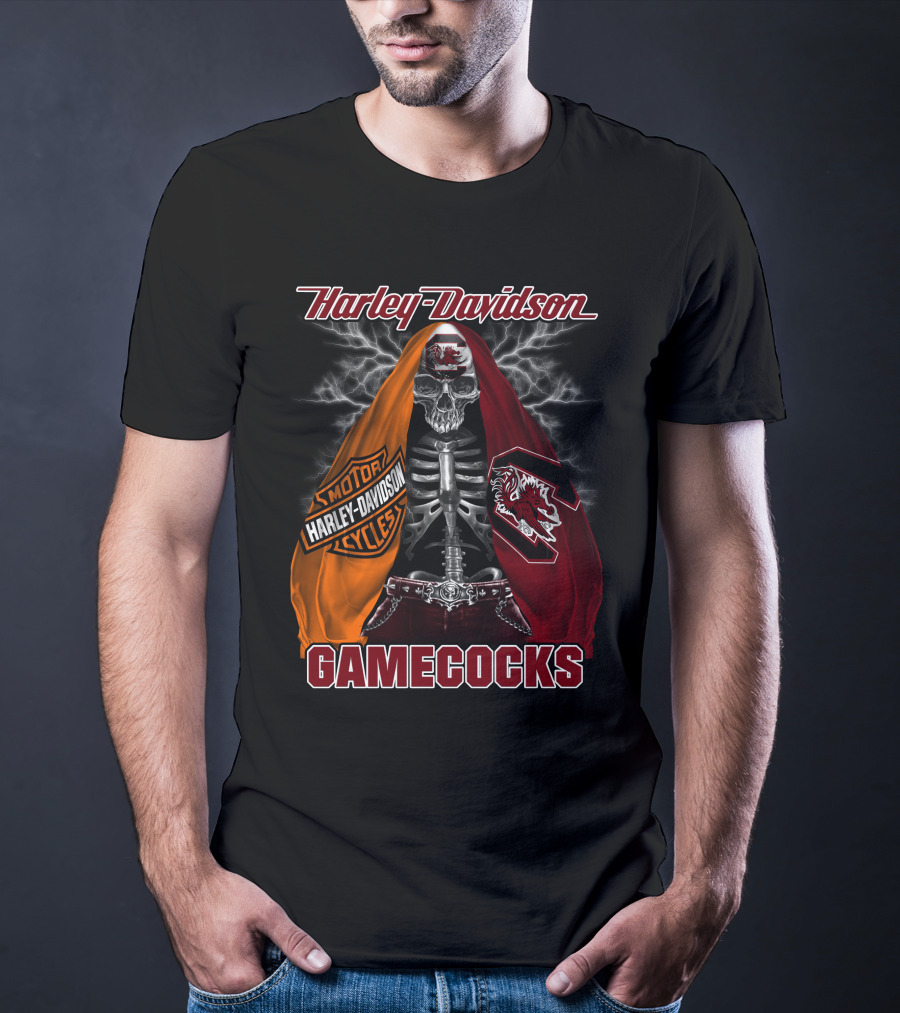 Harley Davidson South Carolina Gamecocks Skeleton Logo M2D23 T-Shirt