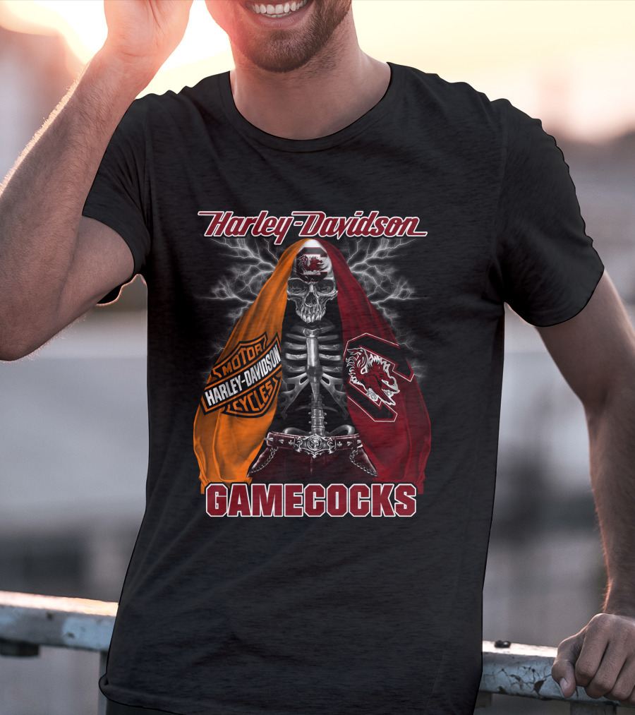 Harley Davidson South Carolina Gamecocks Skeleton Logo M2D23 T-Shirt