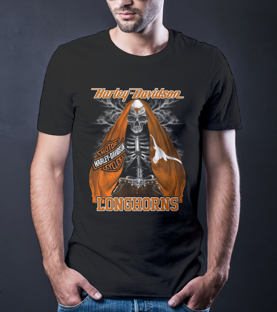 Harley Davidson Motorcycles Skeleton Longhorns T-Shirt